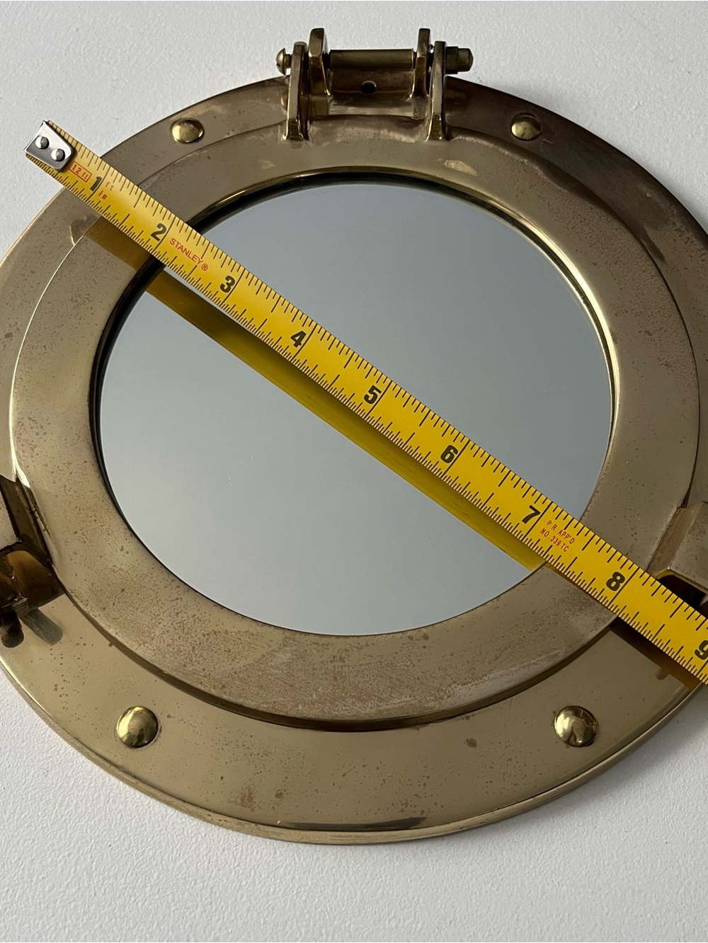 Vintage Brass Porthole Mirror Wall Decor Nautical Maritime Ship 9.25” diameter - Picture 4 of 7